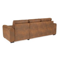 Canapé d'angle convertible réversible - Tissu Marron vintage - L 244 x P 151 x H 90 - HAMILTON - Fabriqué en Ukraine