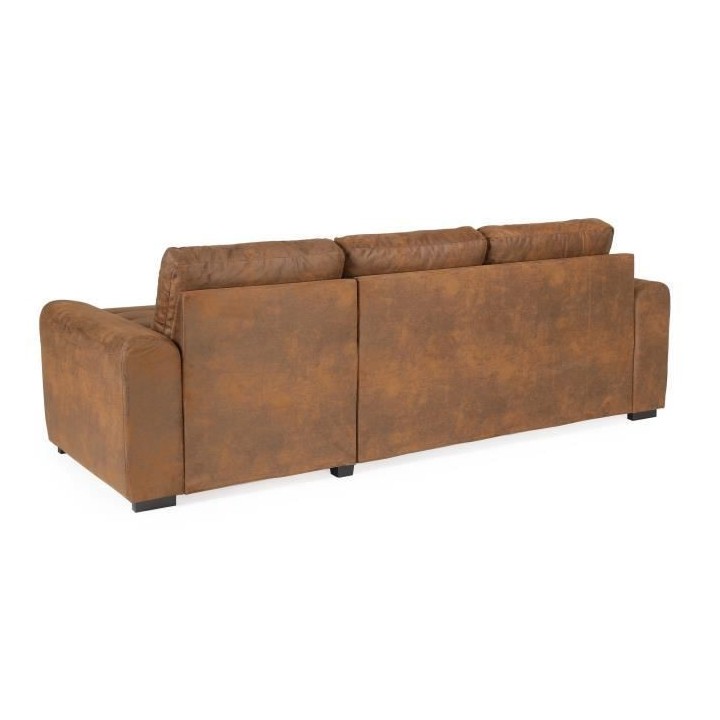 Canapé d'angle convertible réversible - Tissu Marron vintage - L 244