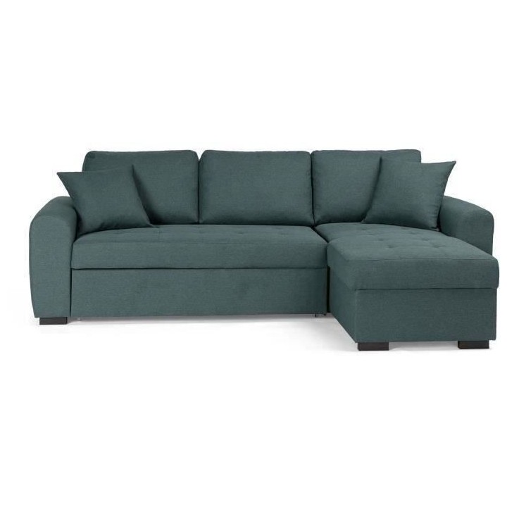 Canapé d'angle convertible réversible - Tissu Vert - L 244 x P 151 x