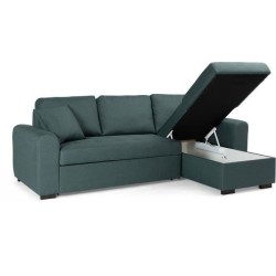 Canapé d'angle convertible réversible - Tissu Vert - L 244 x P 151 x H 90 - HAMILTON