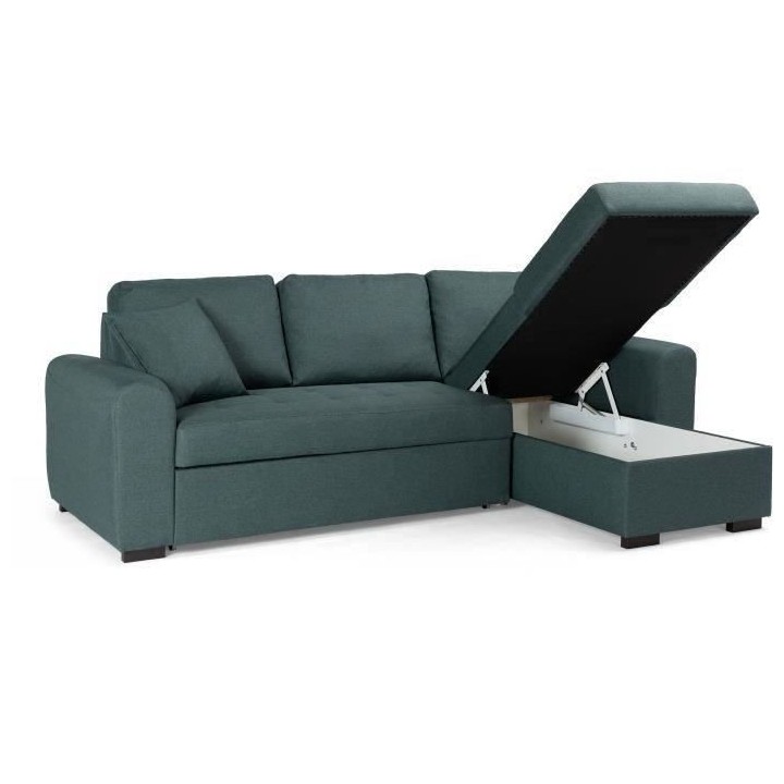 Canapé d'angle convertible réversible - Tissu Vert - L 244 x P 151 x