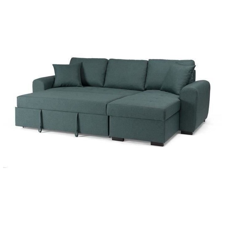 Canapé d'angle convertible réversible - Tissu Vert - L 244 x P 151 x
