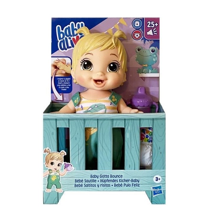 BABY ALIVE - Bébé sautille avec + de 25 effets sonores, tenue de gre