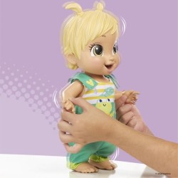 BABY ALIVE - Bébé sautille avec + de 25 effets sonores, tenue de grenouille - Boit et fait pipi - cheveux blonds - des 3 ans