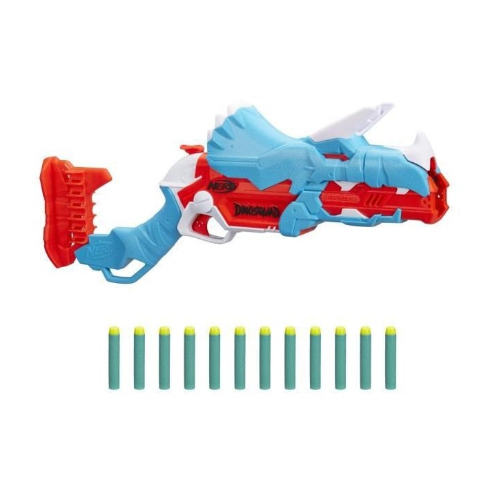 NERF - DinoSquad - Blaster Tricera -blast - s'ouvre pour charger 3 fl
