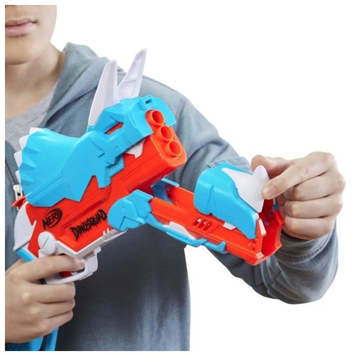 NERF - DinoSquad - Blaster Tricera -blast - s'ouvre pour charger 3 fl