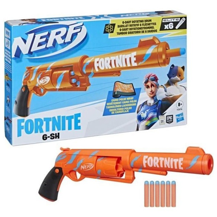 NERF - Fortnite - Blaster 6 -SH avec revetement Camo Pulse - mécanism