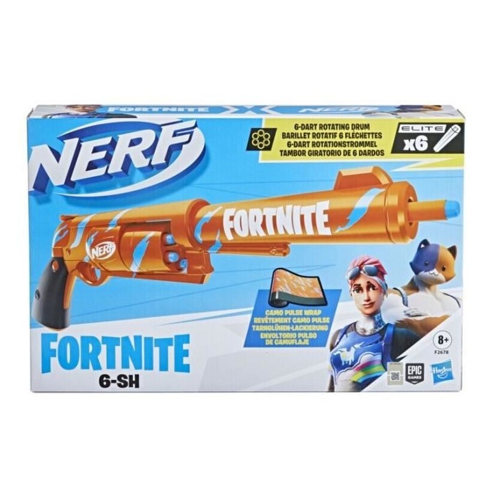 NERF - Fortnite - Blaster 6 -SH avec revetement Camo Pulse - mécanism