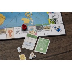 Monopoly Voyage autour du monde, jeu de societe, des 8 ans, avec pions-tampons encreurs et plateau effaçable a sec