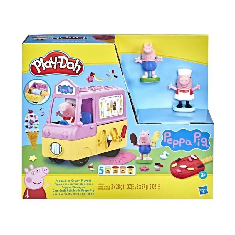 Play-Doh Peppa et le camion de glaces - Figurines Peppa et George et 5 pots de pâte a modeler