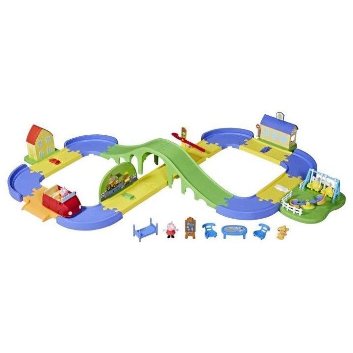 Peppa Pig Le circuit en ville de Peppa avec route modulable, inclut v