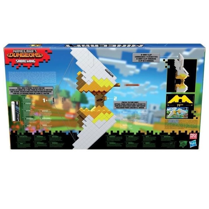 Nerf Minecraft Sabrewing Arc motorisé, tire des fléchettes, chargeur