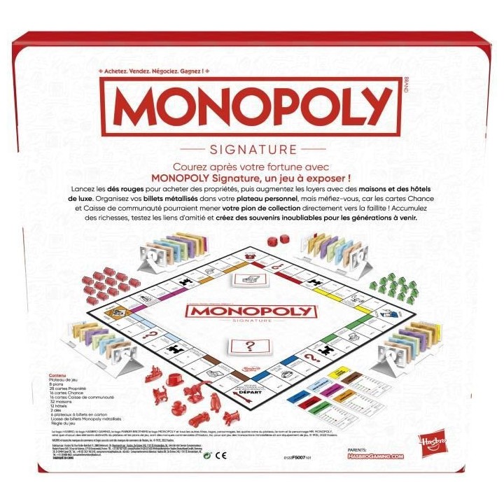 Monopoly Signature, jeu de plateau pour enfants, jeu de societe des 4