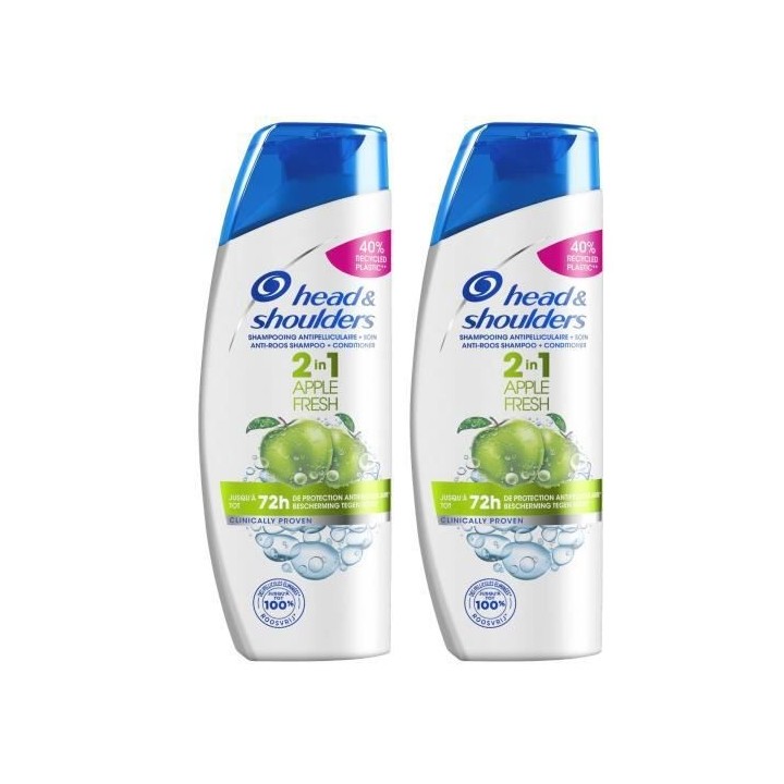 LOT DE 2 - Head & Shoulders Apple Fresh 2 en 1 Shampoing 270 mL
