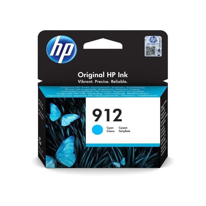 HP 912 Cartouche d'encre cyan authentique (3YL77AE) pour HP OfficeJet
