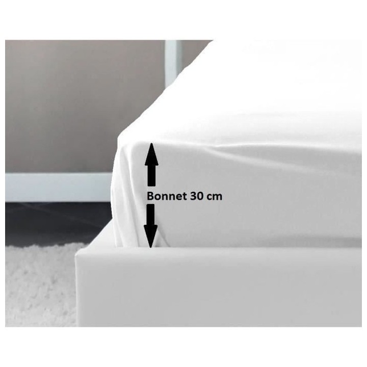 LOVELY HOME Drap Housse 100% coton 140x190x30 cm blanc