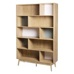 Bibliotheque GARDENIA - Décor Chene et vert - L 120 x P 35 x H 187 cm