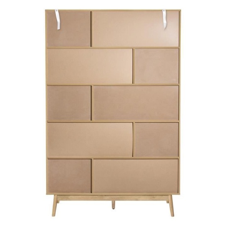 Bibliotheque GARDENIA - Décor Chene et vert - L 120 x P 35 x H 187 cm