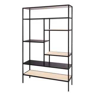 Bibliotheque MINSK - Métal et Bois - Imitation bois et noir - 5 étag