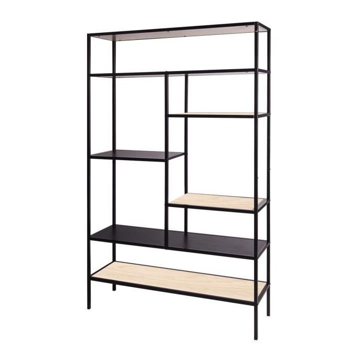 Bibliotheque MINSK - Métal et Bois - Imitation bois et noir - 5 étag