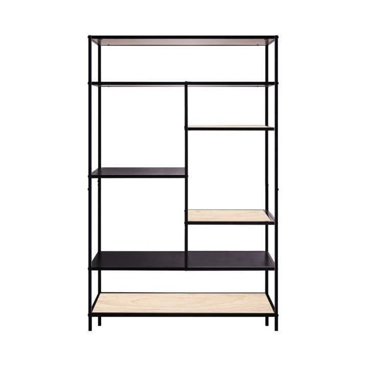 Bibliotheque MINSK - Métal et Bois - Imitation bois et noir - 5 étag