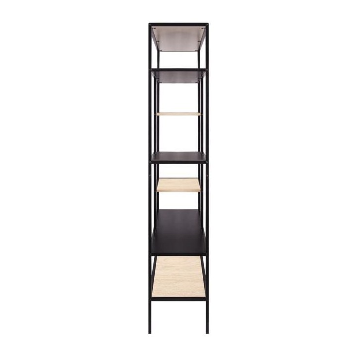 Bibliotheque MINSK - Métal et Bois - Imitation bois et noir - 5 étag
