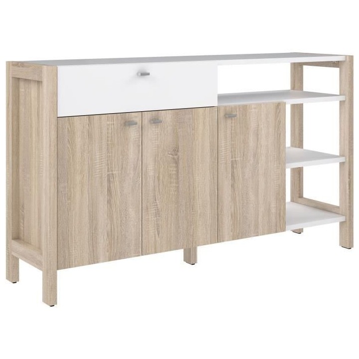 Buffet HOYVIK 3 portes- 2 tablettes, 1 tioir, 3 niches - 155,7 cm - D
