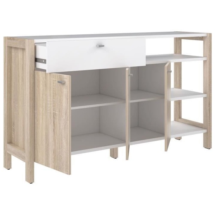 Buffet HOYVIK 3 portes- 2 tablettes, 1 tioir, 3 niches - 155,7 cm - D