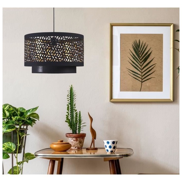 Suspension double perforée Mikado 2 - 40 x 25cm - Noir et doré - ID