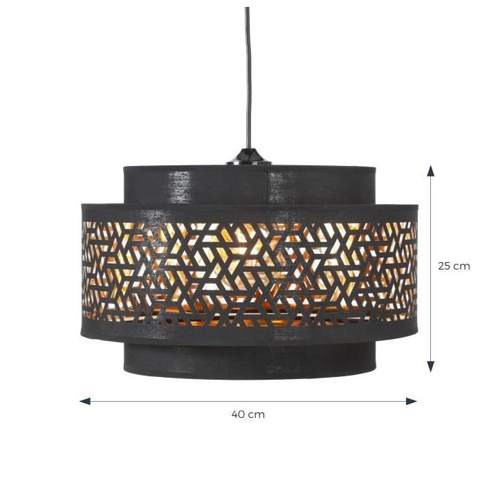 Suspension double perforée Mikado 3 - 40 x 25cm - Noir et doré - ID