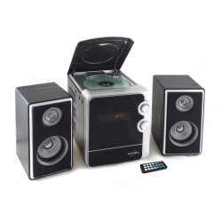 INOVALLEY CH17BTH Chaîne Hifi avec lecteur CD - Bluetooth 5.0 - 2x25W - Radio FM - Port USB 2.0 - Affichage LED - Noir et blanc