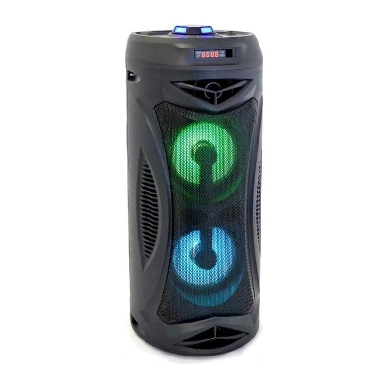 INOVALLEY KA02- Enceinte lumineuse Bluetooth 400W - Fonction Karaoké - 2 Haut-parleurs - Lumieres LED synchronisées - Port USB