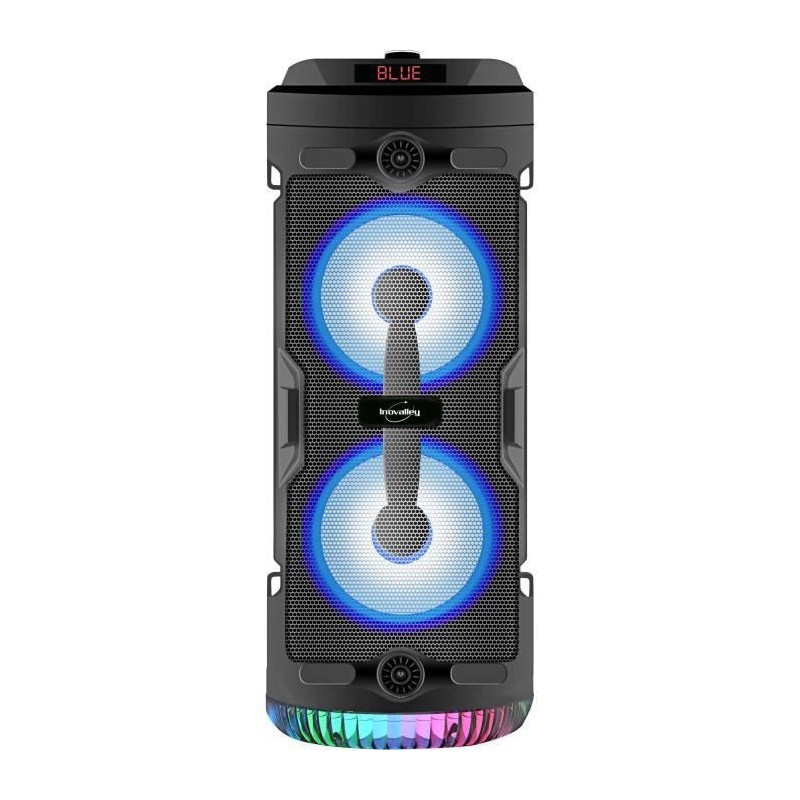 INOVALLEY KA03-N - Enceinte lumineuse Bluetooth - 400 W - Fonction karaoké - Lumieres LED colorées - Port USB