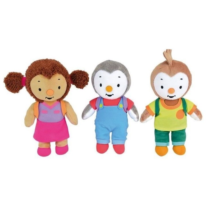 T'CHOUPI Coffret 3 peluches T'choupi Lalou et Pilou +/- 18 cm