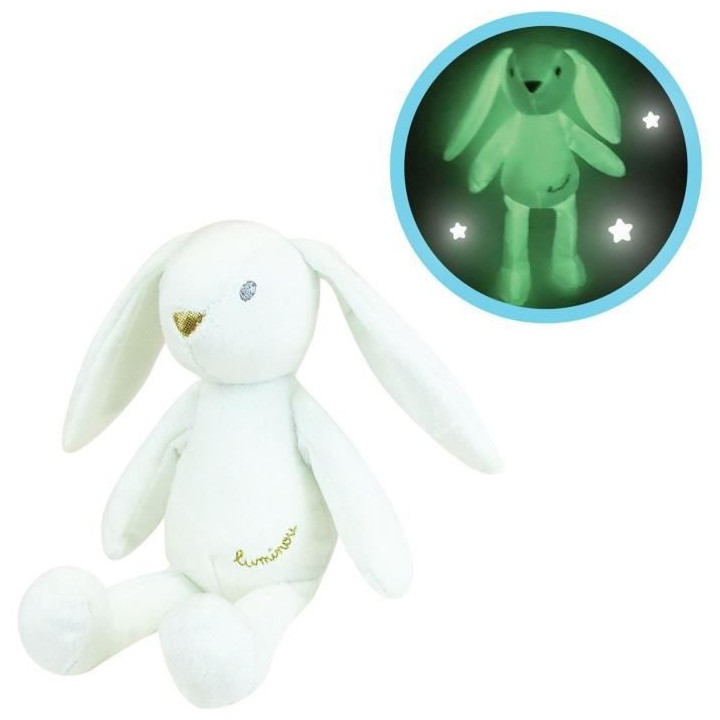 JEMINI Luminou Lapin blanc Peluche lumineuse naturelle fonctionne sans