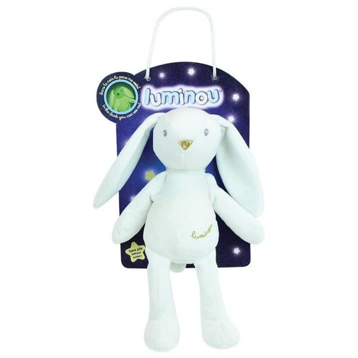 JEMINI Luminou Lapin blanc Peluche lumineuse naturelle fonctionne sans