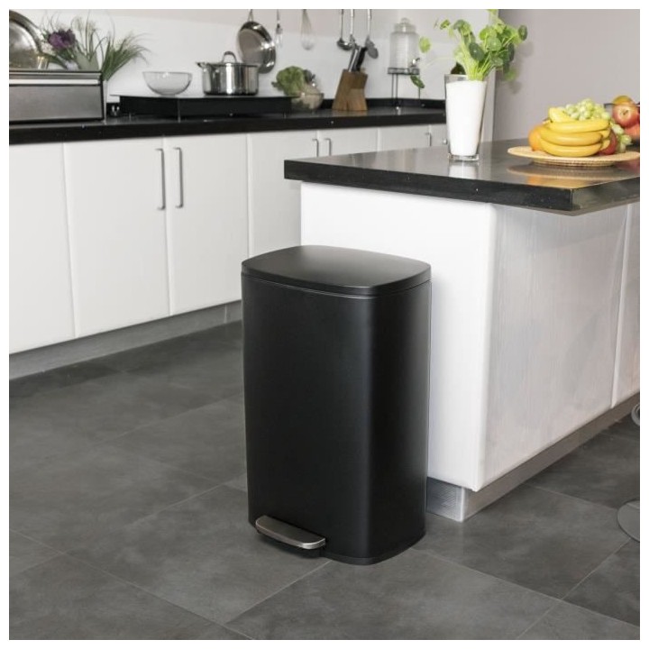KITCHEN MOVE Poubelle de cuisine a pédale - Inox brossé Noir mat - 5
