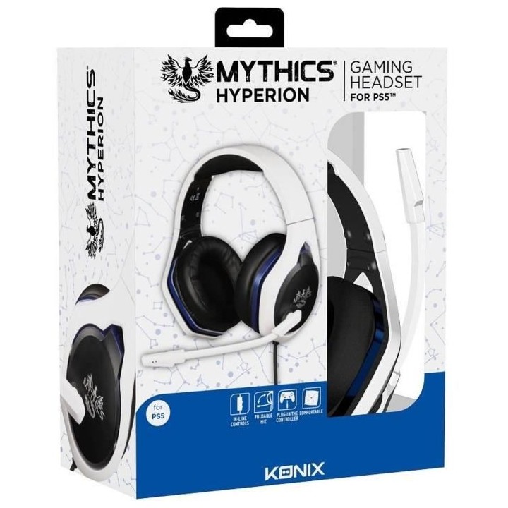 Casque-Micro Gaming - KONIX - Mythics Hyperion - Blanc et Noir - PS5