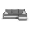 Canapé d'angle 4 places convertible réversible + coffre - Tissu gris et simili blanc - L 240 x P 160 x H 83 cm - KRYSY