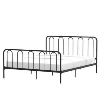 Lit adulte ARCHI - 160 x 200 cm - Métal - Noir - Sommier inclus