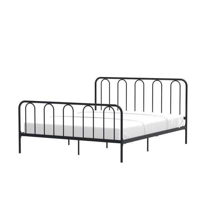 Lit adulte ARCHI - 160 x 200 cm - Métal - Noir - Sommier inclus