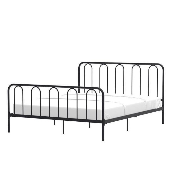 Lit adulte ARCHI - 160 x 200 cm - Métal - Noir - Sommier inclus