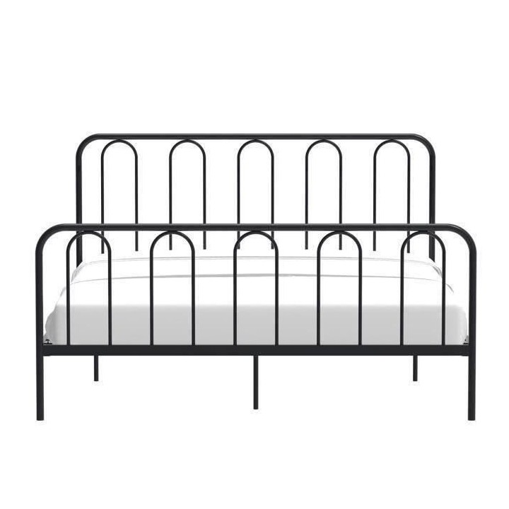 Lit adulte ARCHI - 160 x 200 cm - Métal - Noir - Sommier inclus