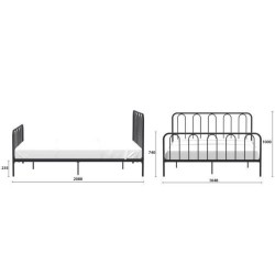 Lit adulte ARCHI - 160 x 200 cm - Métal - Noir - Sommier inclus