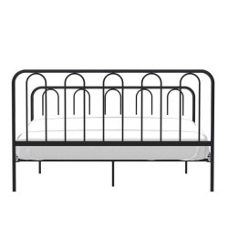 Lit adulte ARCHI - 160 x 200 cm - Métal - Noir - Sommier inclus