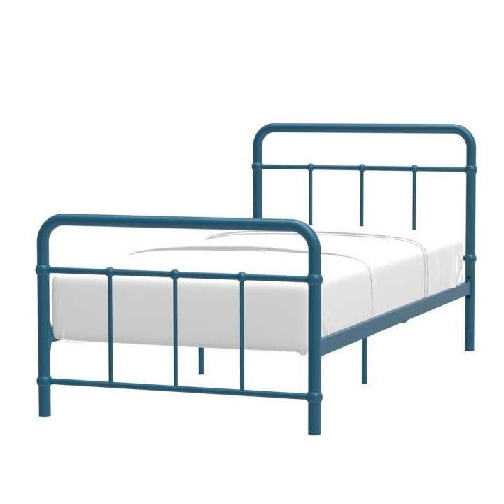 Lit enfant AARON - 90 x 190 cm - Métal - Bleu clair - Sommier inclus