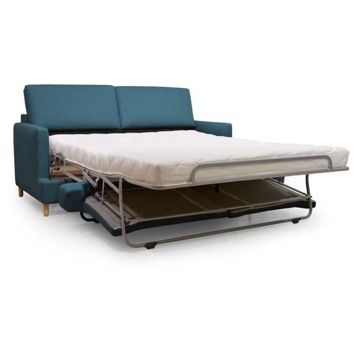 Hexagone - Canapé convertible 3 places - Tissu Bleu pétrole - L 182