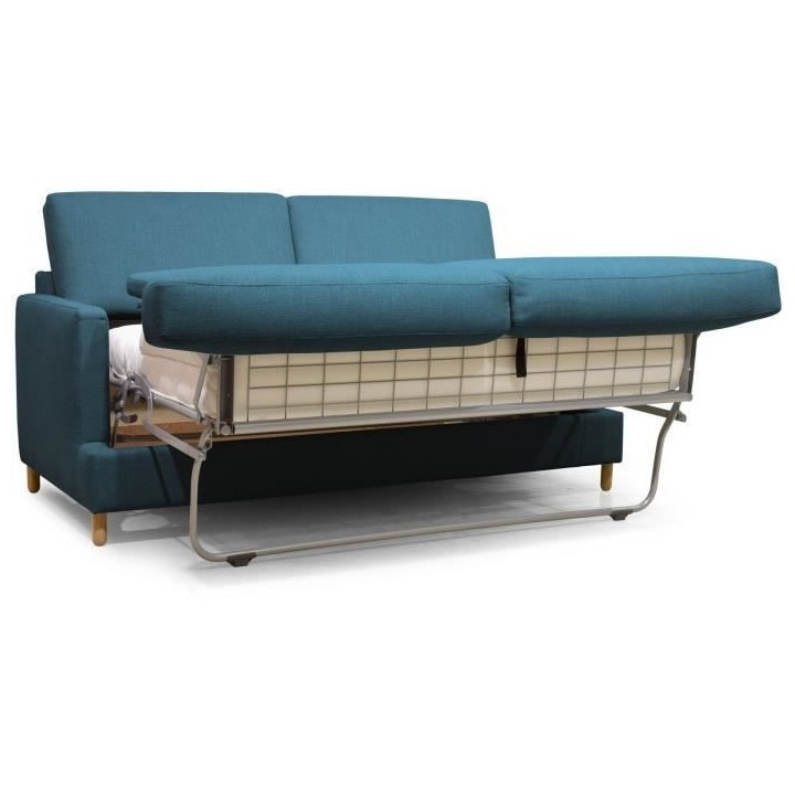 Hexagone - Canapé convertible 3 places - Tissu Bleu pétrole - L 182