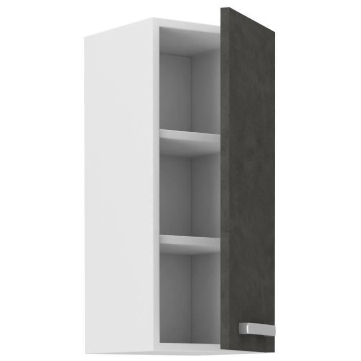 Meuble haut 1 porte battante - Gris mat - L 30 x P 31,6 x H 72cm - LAS