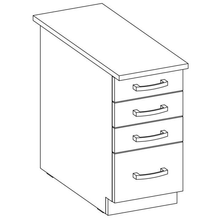 Meuble bas 4 tiroirs avec plan de travail - Gris mat - L 40 x P 51,6 x